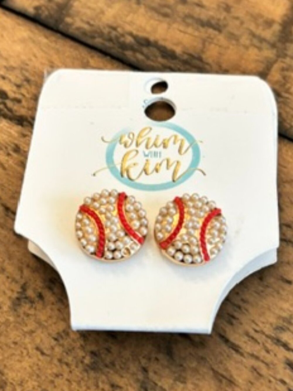 Rhinestone Baseball Stud Earrings Red White Game Day Jewelry